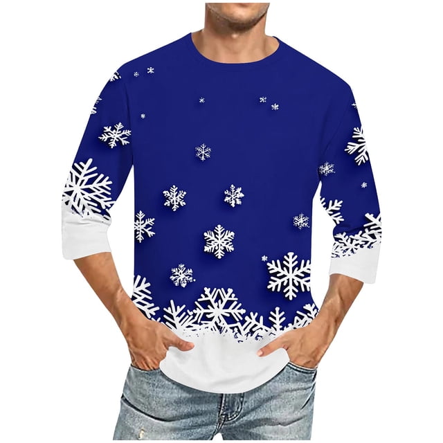 Camisas de Manga Larga para Hombres Imprimir Casual Cuello Redondo Blusa de Manga Corta, Camisas de Lino para Hombres