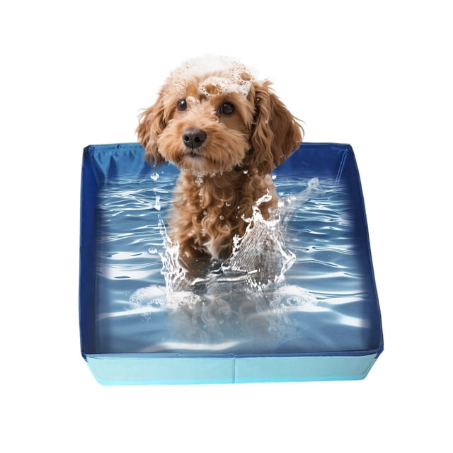 Pet Supplies Foldable Rectangular Pet Bath Tub for Indoor Outdoor Use— Portable Dog and Cat Pool Bath Tub Up Compact Storage Durable Cleaning Solution