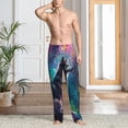 thumbnail image 5 of Vsdgher Colorful Plant Wolf Print Mens Pajama Pants Sleep & Lounge Pants, PJ Bottoms With elastic waistb and Pockets, 5 of 5