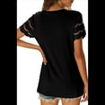 thumbnail image 4 of Camisetas de Corta con Encaje para Mujer, Blusas de Verano, Camisetas Informales Holgadas. Negro M, 4 of 5