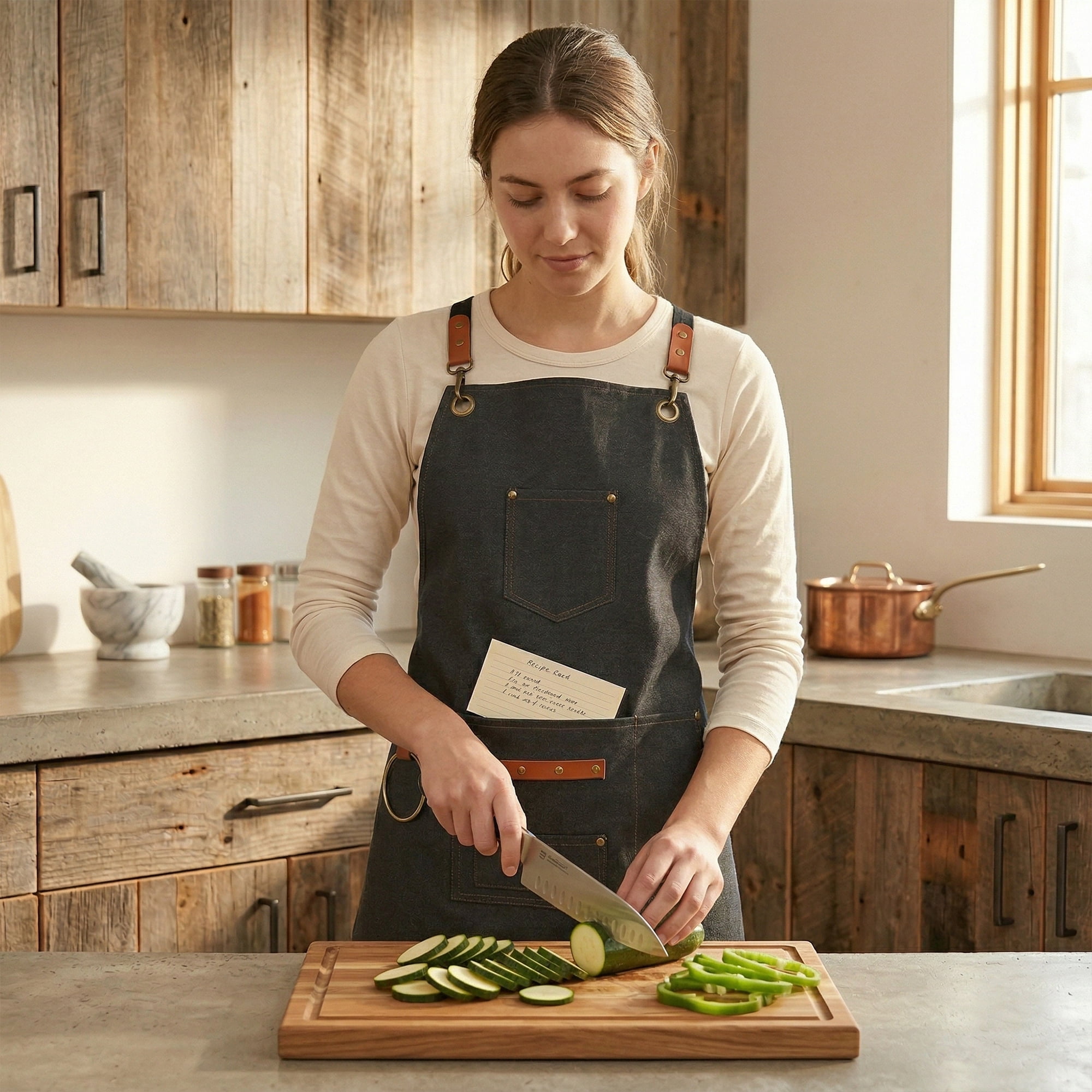 Unique Bargains Adjustable Cooking Apron with Pockets for Home and Kitchen Black