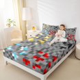 thumbnail image 5 of Homewish Pixelate Miner Chid Twin Sheet Sets, Cartoon Square Rectangle Twin Fitted Sheet, Vintage Game Lover Flat Sheet, Breathable Home Decor, 3pcs, 5 of 8