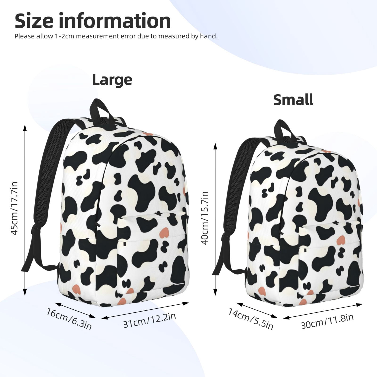 Casual Canvas Backpack Without Interlayer Large Capacity Stick Bag Design For Outdoor Shopping Office Outdoor Sports Simple Cow Print Pattern1_3 Medium