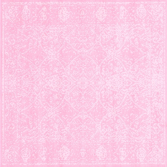 Ahgly Company Indoor Square Abstract Pink Contemporary Area Rugs, 7' Square