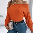 thumbnail image 6 of Levmjia Womens Off Shoulder Sweater Long Sleeve Casual Pullover Winter Solid Color Acrylic Knit Top for Daily Wear Home Office Comfortable Soft, 6 of 7