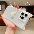 thumbnail image 3 of for iPhone 15 Pro Max Case 6.7" Cute 3D Love Heart Kawaii Cat Ear Clear Transparent Soft Silicone Shockproof Protective Arc Edge Bumper Phone Cover for Women (White), 3 of 12