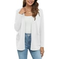 thumbnail image 2 of Uvplove Women's Long Sleeve Open Front Knit Cardigan Sweater with Pockets White-XL,S-2XL, 2 of 11
