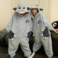 thumbnail image 5 of Unisex Men Women Animal Oneises Couple Pajamas One-piece Pyjamas Winter Coral Fleece Cartoon Homewear Large Size Hooded Jumpsuit, 5 of 6