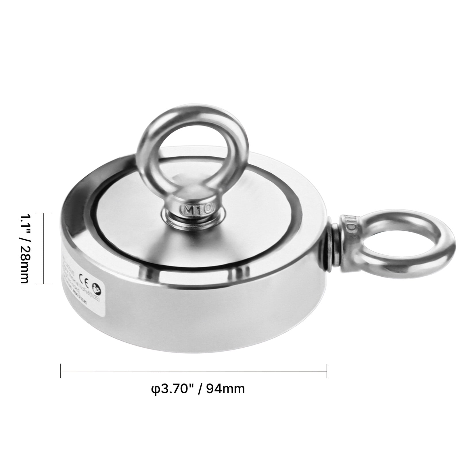 VEVOR Magnet Fishing Kit, 1400 LBS/635 Kg Double-Sided Pulling Force Magnet Fishing Kit, Rare Earth Neodymium Magnetic Fishing Kit Includes Grappling Hook, Heavy Duty Rope, Gloves, Eyebolt, Case