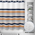 thumbnail image 2 of No Hook Shower Curtain, Orange Grey Striped Shower Curtains for Bathroom with See Through Top Window, Farmhouse Stripes Modern Abstract Art Waterproof & Washable Bath Curtain Long 72"x78", 2 of 9