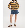 thumbnail image 3 of yunLCZ Basic T Shirts Women's Oversized Striped Sweatshirt Long Sleeve Rugby Collared Pullover Tops Loose Fit Shirt, 3 of 4