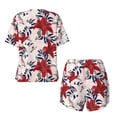 thumbnail image 5 of Kdxio Lilies Flowers Print Pajamas Sets for Women Short-Sleeved Pjs with Lounge Shorts Two Piece Sleepwear S-4XL, 5 of 9