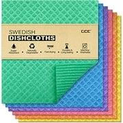 cce Swedish Dishcloths Cellulose Sponge Cloths, 6 Pack Eco-Friendly Reusable Cleaning Dish Cloths for Kitchen, Absorbent Swedish Dishtowels and Dish rag (6 Dishcloths - Assorted)