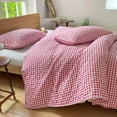 thumbnail image 6 of Red Gingham King Quilt Set, Soft Pre-Washed Microfiber Plaid King Bedspread, Lightweight Checked Summer Quilt, Grid Bedding Coverlets for All Seasons (Includes 1 Quilt, 2 Pillow Shams), 6 of 7