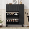 thumbnail image 3 of FANRAL Shoe Cabinet with Fluted Flip Drawers and Side Cabinet,Large Shoe Storage Organizer for Entryway, Wooden Shoe Rack Taller Shoes Boots Shoe Shelf,Black, 3 of 7