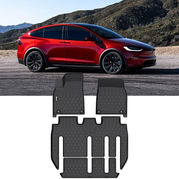 Nilight TPE Floor Mats for Tesla Model X 7 Seater 2022 2023 2024 2025 All Weather Custom Fit Heavy Duty Floor Liners