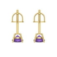 thumbnail image 4 of Clara Pucci 0.2Ct Natural Amethyst Round Cut VVS1 Screw Back Stud 14k Solid hypoallergenic Gold Designer Earrings For February, 4 of 7
