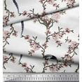 thumbnail image 1 of Soimoi White polyester Crepe Fabric Floral & Paradise Whydah Bird Printed Craft Fabric by the Yard 52 Inch Wide, 1 of 3