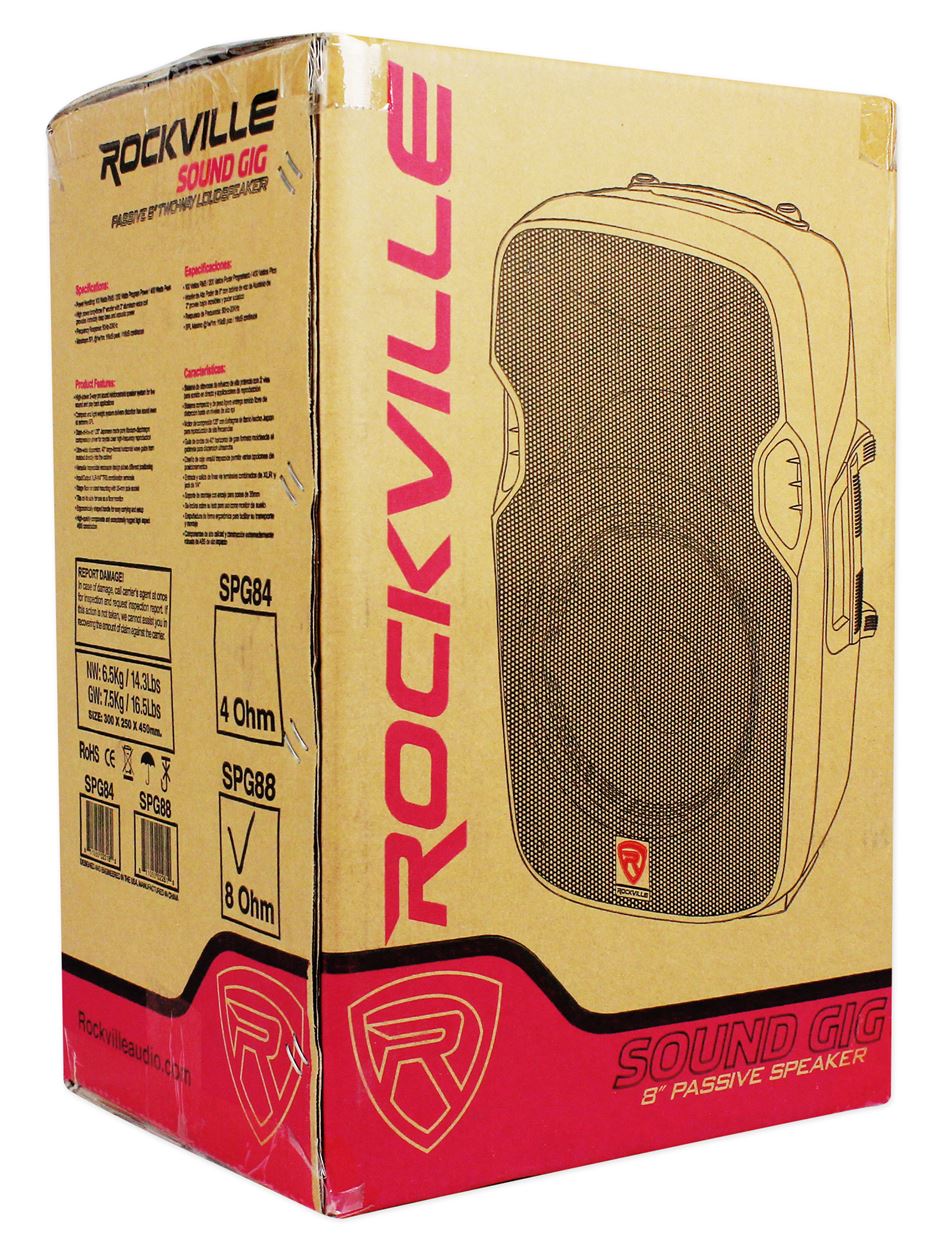 2) Rockville SPG88 8“ Passive 800W DJ PA Speakers ABS Lightweight Cabinet 8 Ohm