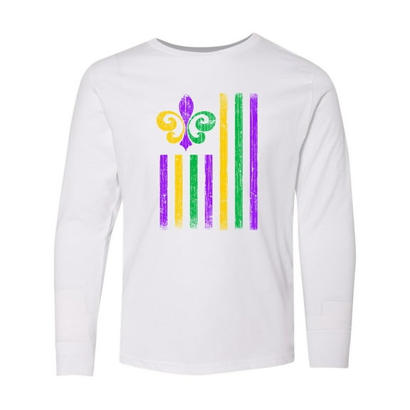 Inktastic Mardi Gras Flag 2 Long Sleeve Youth T-Shirt