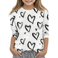 thumbnail image 2 of CLOISE White Boys Shirts 3/4 Sleeve Girls Toddler Crew Neck Tops Heart Outfits Fall Winter Clothes 3-12T, 2 of 5