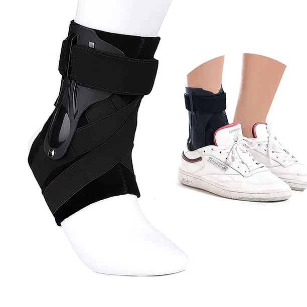 1 par de férula (M) para esguince de tobillo, tobillera deportiva con panel de PE, vendaje de tobillo ajustable para esguinces de tobillo, artritis, distensiones y soporte para tobillo