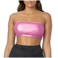 thumbnail image 4 of Xijirk Womens Solid Color Leather Bandeau Top Tube Top Stage Performance Undershirt for Nightclub and Evening Wear,Z02 Pink,S, 4 of 4