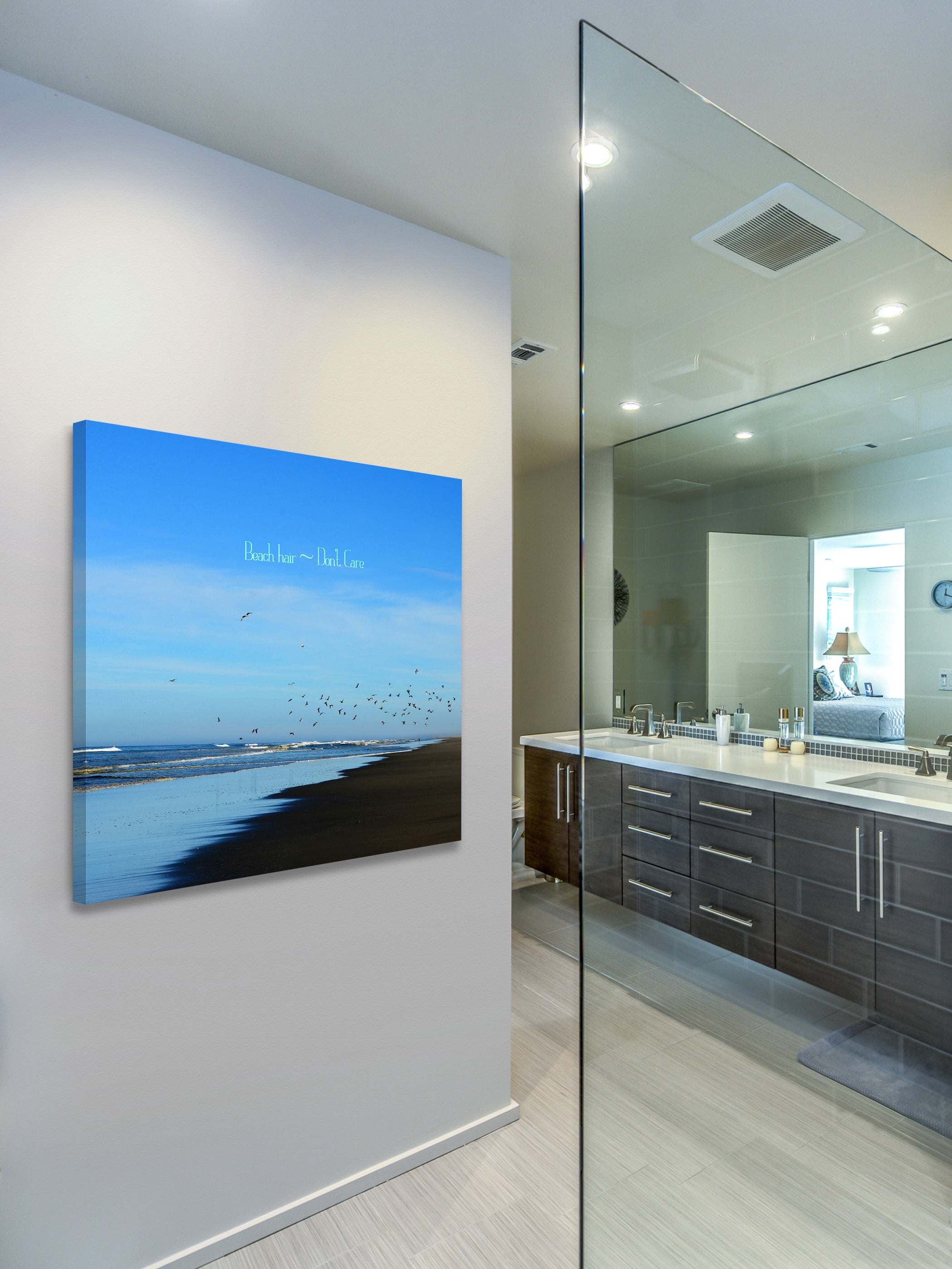 "Beach Hair Text" Painting Print on Wrapped Canvas