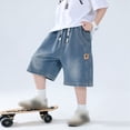 thumbnail image 5 of Fozruso Boys Elastic Waist Denim Shorts With Pockets Summer Casual Wear For Kids Jean Shorts for Boys(Blue), 5 of 7