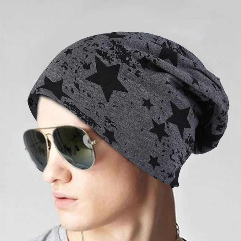 HIXNUG Sottile Maglia Slouchy Cap Inverno Slouch Beanie Hat Sleep Cap Nano Jersey Skull Cap Baggy Hat, Grigio scuro, L