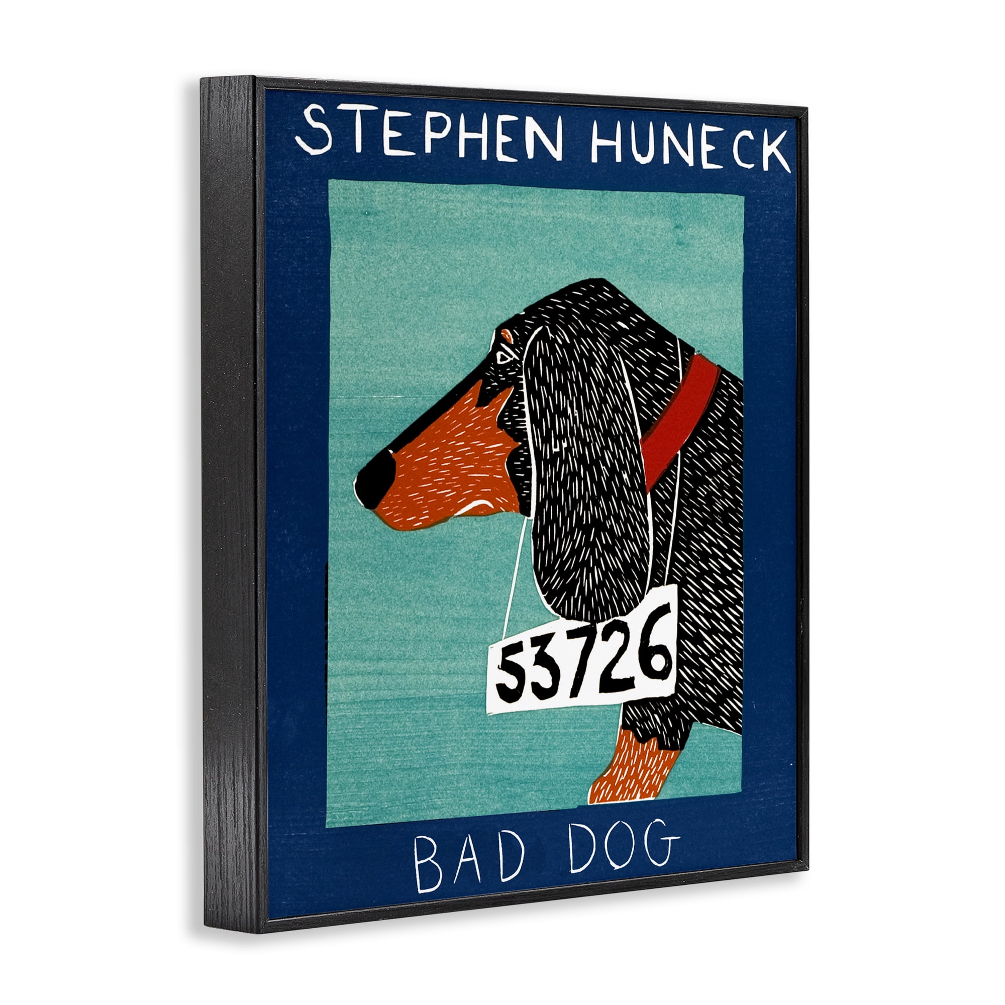 Bad Dog Dachshund Black Framed Giclee Art, design by Stephen Huneck