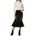 thumbnail image 2 of INSPIRE CHIC Women's Fishtail Skirt for Women's Maxi Denim Distressed Skirt L Black, 2 of 6