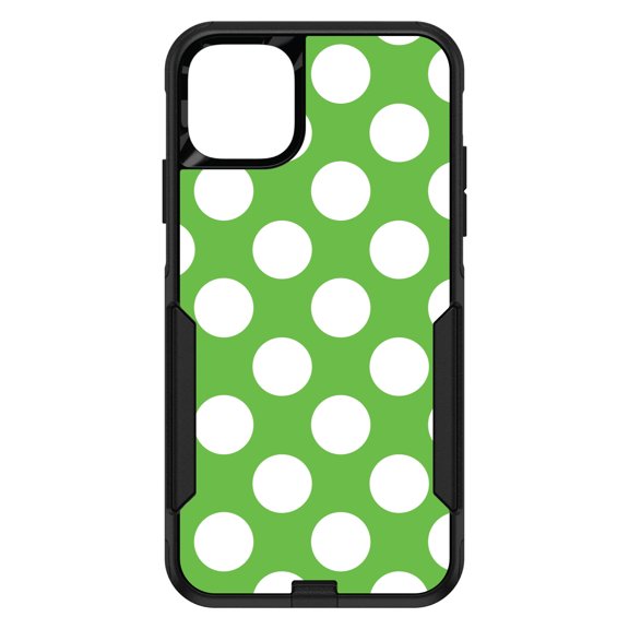 DistinctInk Custom SKIN / DECAL compatible with OtterBox Commuter for iPhone 11 Pro (5.8" Screen) - White & Green Polka Dots