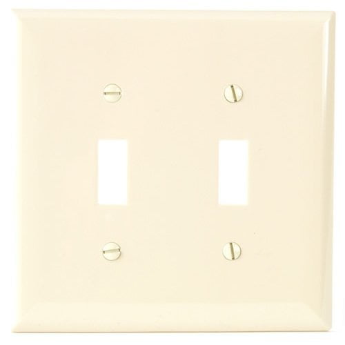 Cooper Wiring Devices PJ2V 2-Gang Toggle Light Switch Wall Plate, Unbreakable Polycarbonate, Mid-Size, Ivory
