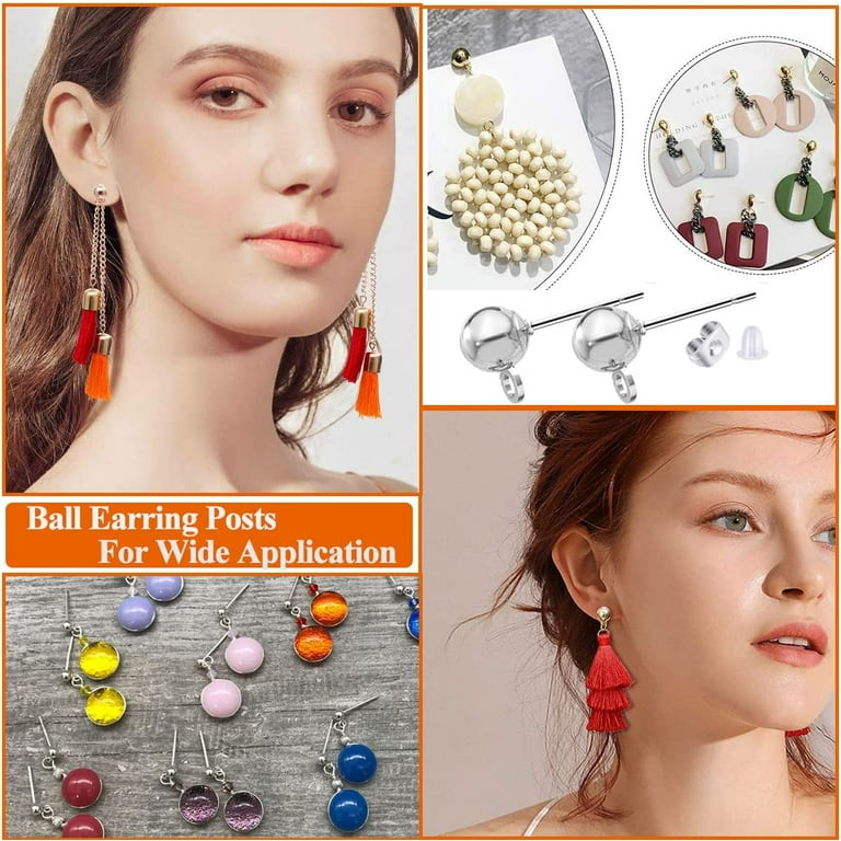 800pcs Hypoallergenic Earring Posts and Backs, 5mm Round Ball