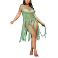 thumbnail image 1 of VISgogo Vestido con flecos para mujer, vestidos sin mangas con cuello en U de color sólido, ropa de playa hueca, S/ M/ L/ XL VISgogo moda, 1 of 7