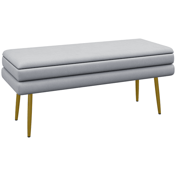 HOMCOM End of Bed Bench, Upholstered Bedroom Bench with Storage Dark Grey
