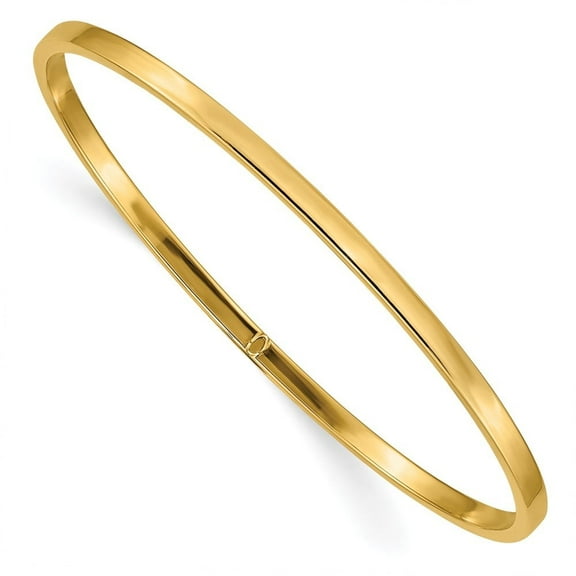 Auriga Fine Jewelry 10K Yellow Gold 3mm Polished Square Tube Slip-on Bangle Size 8 for Women