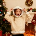 thumbnail image 3 of Girls' Furry Collar Hoodie Light Fleece Long Sleeve Sweatshirt Casual Fashion Pullover with Pockets 5-15Y, 3 of 6