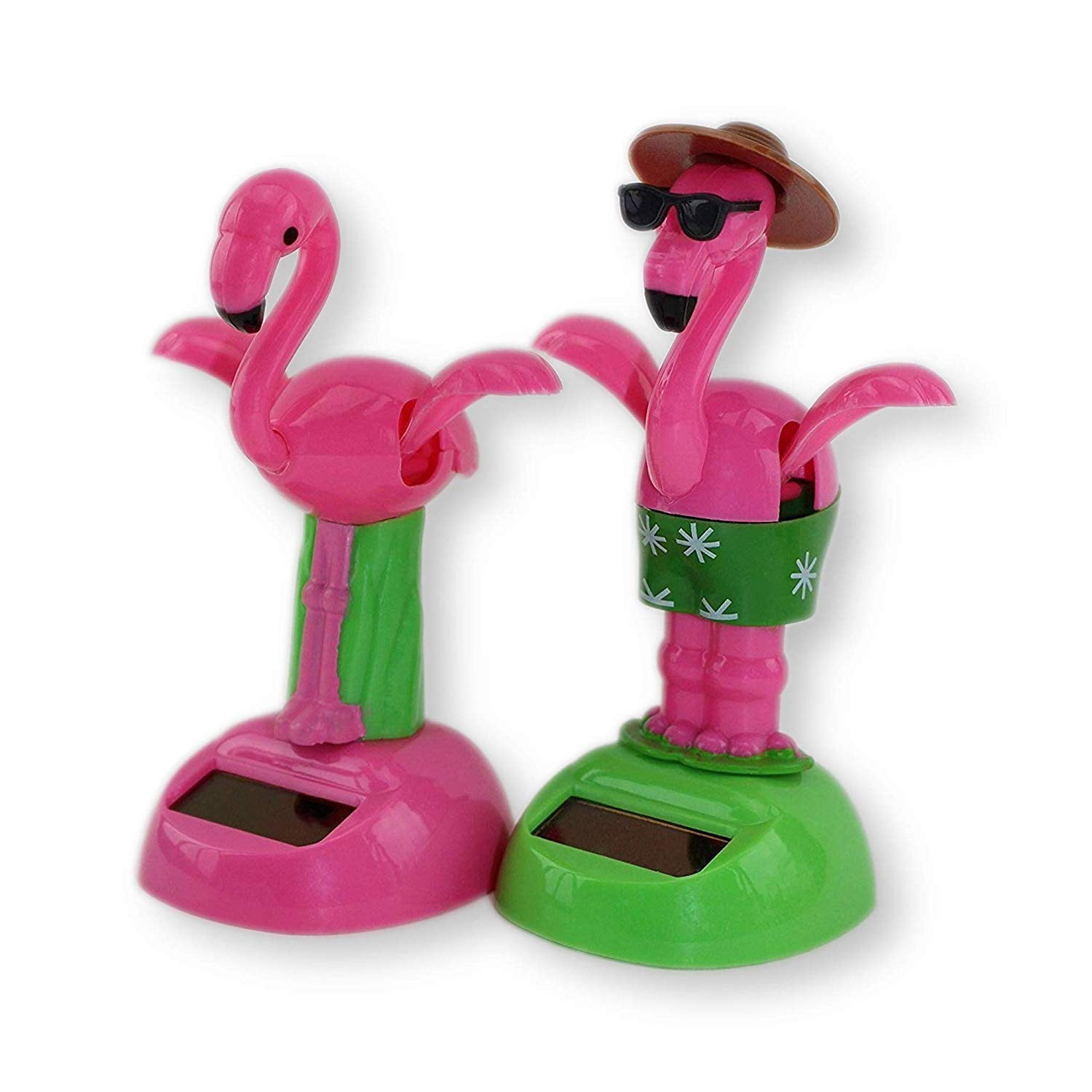Set of 2 Desk Dancing Solar Toy Flipping Wings Flamingo Animal Solar