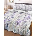 thumbnail image 3 of Quilts Full Size, Lavender Floral Soft Comforter Bedding Set for Bed, Spring Flowers Botanical Plants Lightweight Quilted Bedspread with Pillow Cover(2 Pieces) for All Season, 78x90 Inch, 3 of 6