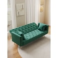 thumbnail image 5 of 71" Convertible Love Seat Sofa Bed - American Retro Velvet 3-Position Adjustable Back, Fold-Down Sleeper for Small Spaces, Living Room, Bedroom & Office (Green), 5 of 14