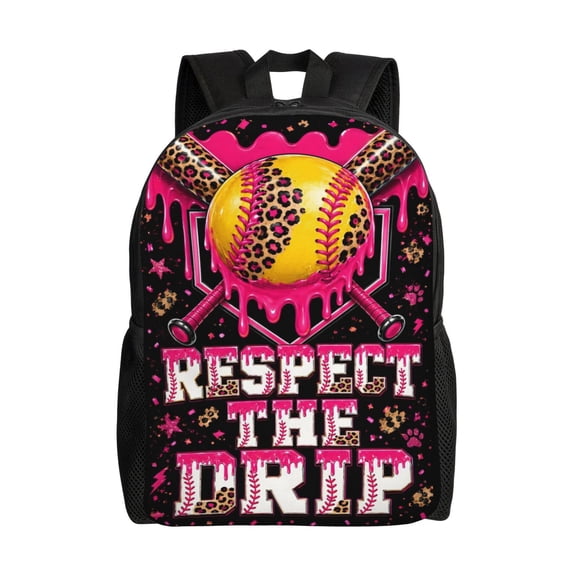 Softball Girl Backpack Full Front Print Travel Laptop Bag for Men and Women