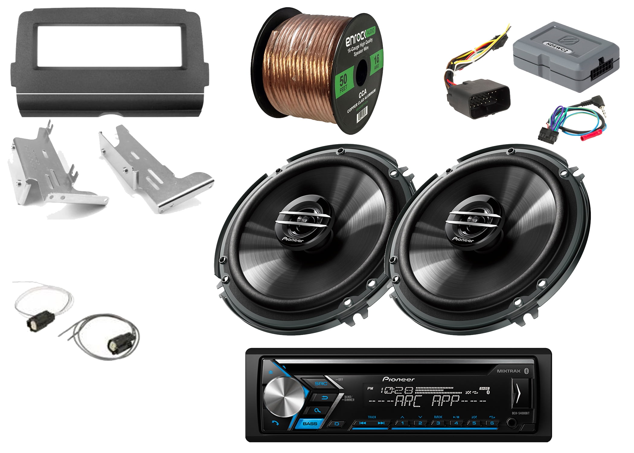 Pioneer 1DIN CD USB AUX Bluetooth Receiver, 2x 6.5" 2Way Coaxial