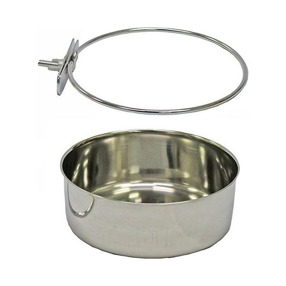 Pet Dog Stainless Steel Coop Cups with Clamp Holder - Detached Dog Cat Cage Kennel Hanging Bowl,Metal Food Water Feeder for Small Animal Ferret Rabbit (XL)