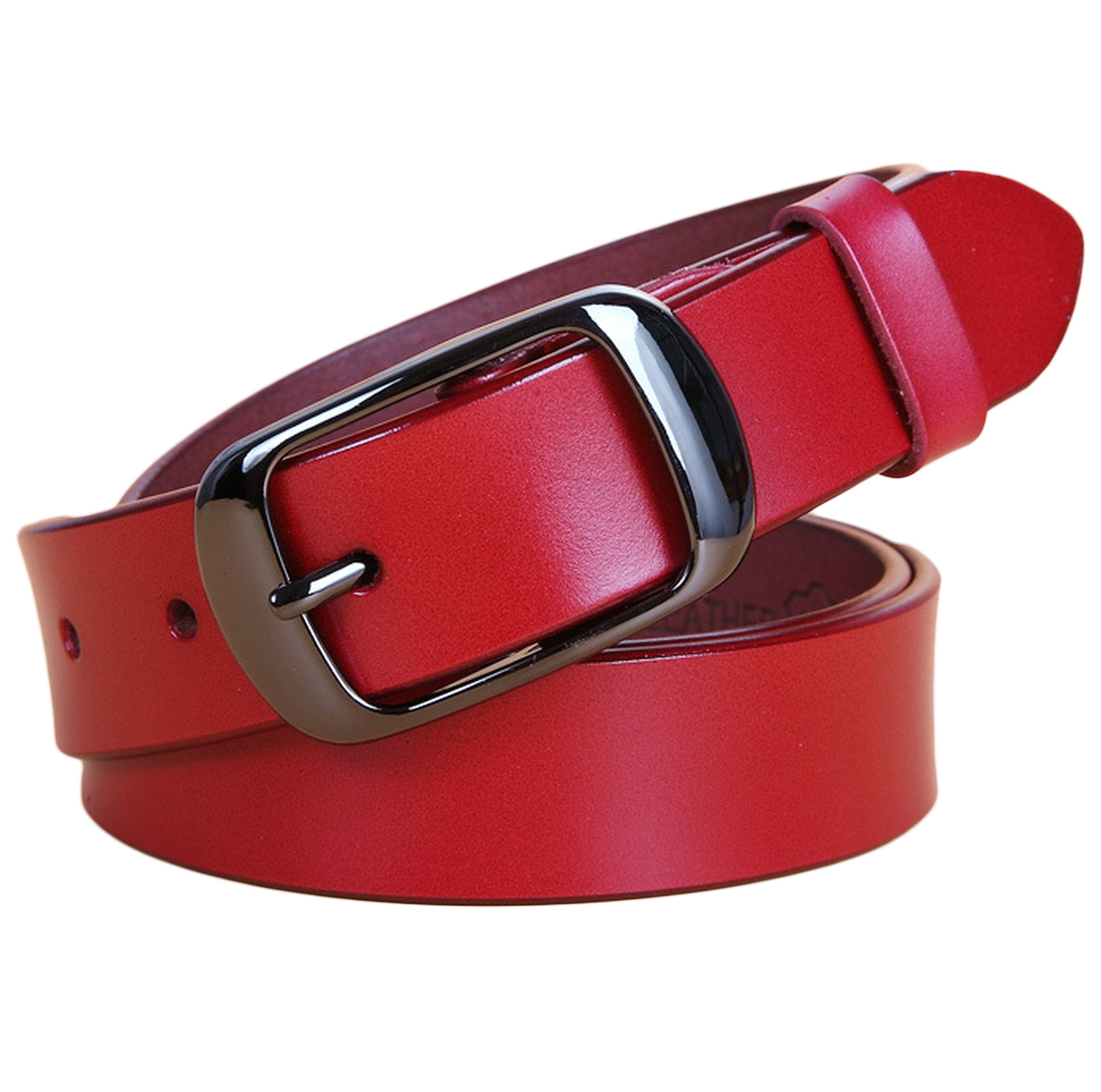 Women's Classic Metal Buckle Handcrafted Leather Jean Belt (Style 3w004