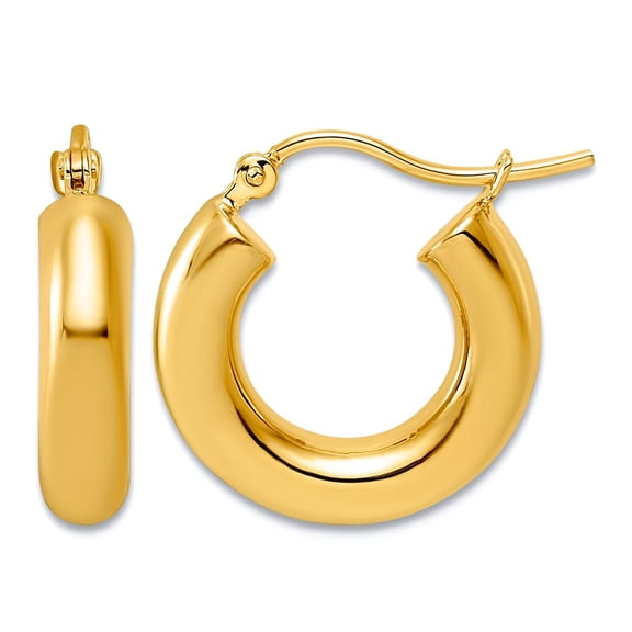 10k Solid Yellow Gold 4mm X 17mm Polished Hoop Earrings 17x4mm Wide 4mm Thick Hoop Earring for Women
