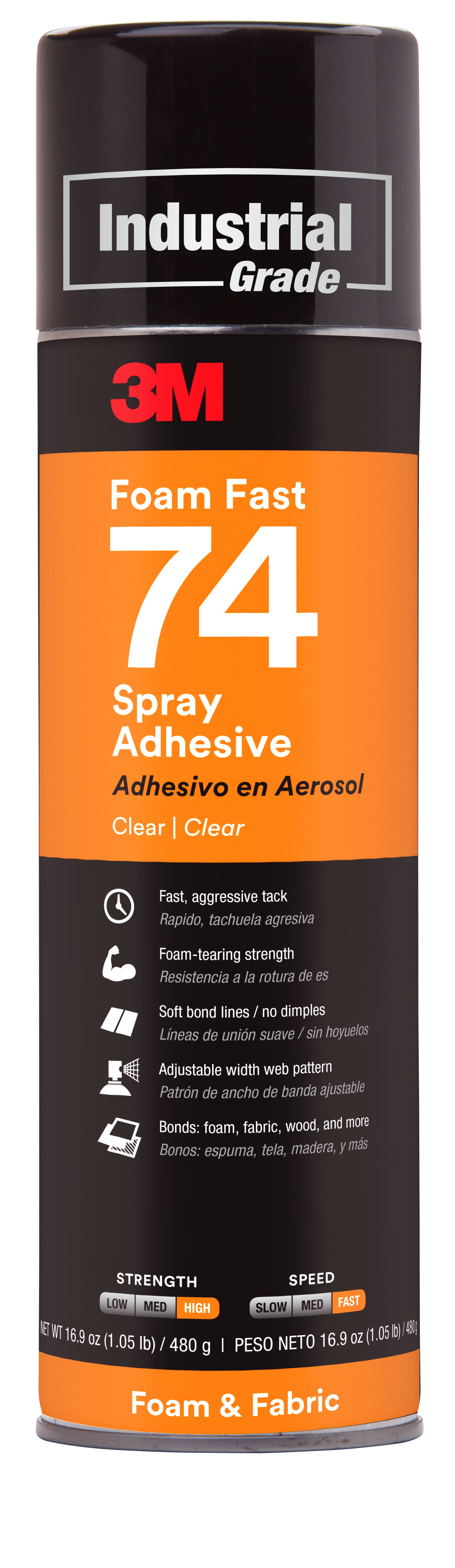 911669-7 3M Spray Adhesive, 17.60 oz. Aerosol Can, Less Than