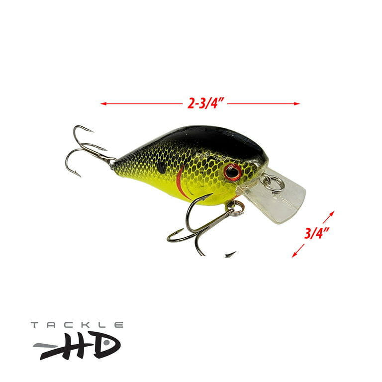 Tackle HD 2-Pack Square Bill Crankbait, 2.75 Lipped Rattle Crankbaits with  Fishing Hooks, Top Water Fishing Lures for Crappie, Walleye, Perch, or Bass  Fishing, Chartreuse Black Back 