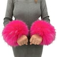 thumbnail image 3 of Naierhg 1 Pair Cuffs Solid Color Faux Fur Autumn Winter Windproof Fluffy Wristbands Rose Red, 3 of 8